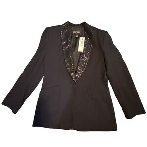 Linda Allard Ellen Tracy Black / Wool Sequin Embellished Jacket